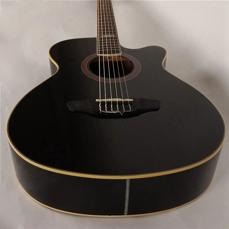 Черный цвет cutway для классической электрогитары 39 дюймов 20 ладов Глянцевая Классическая гитара с эквалайзером с бесплатной гиговой сумкой