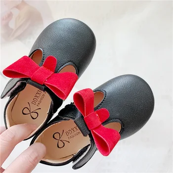 

2020 Spring and Autumn Children Princess Shoes Bow-tie Granny Shoes for Children Baby Soft Sole Anti-slip Kids Baby Single Shoes