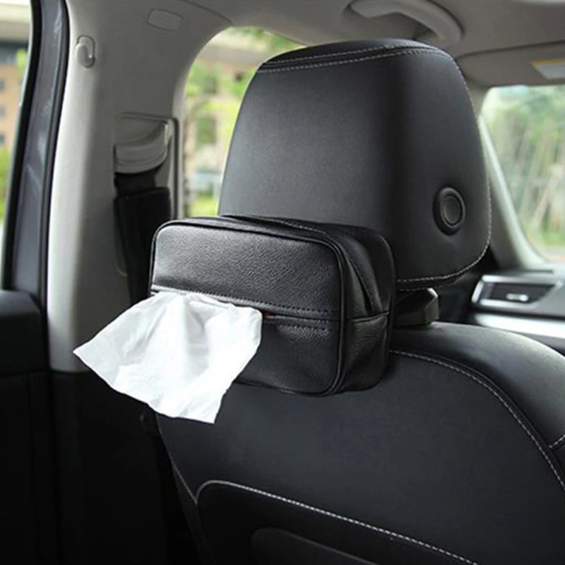 1Pc Car Tissue Paper Box Napkin Case Holder Black Visor Back Seat Organiser Good