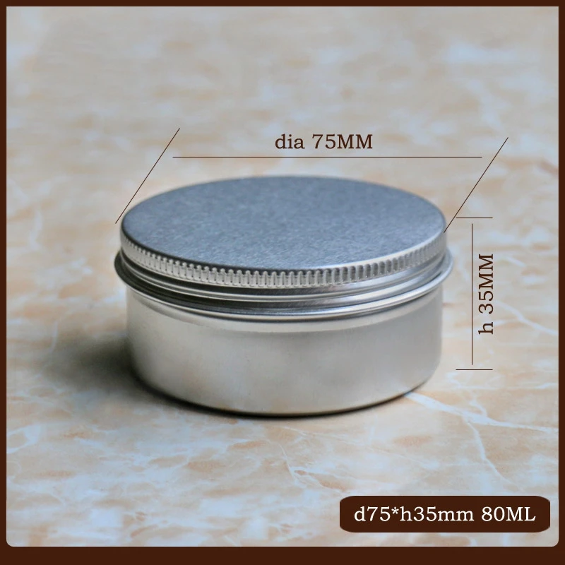 

50pcs/lot 80g Aluminum Cosmetic Jar Inner Lid Screw Thread Cream Pot 35mm diameter Lip Balm Mask Tin Ointment Hand Cream Box