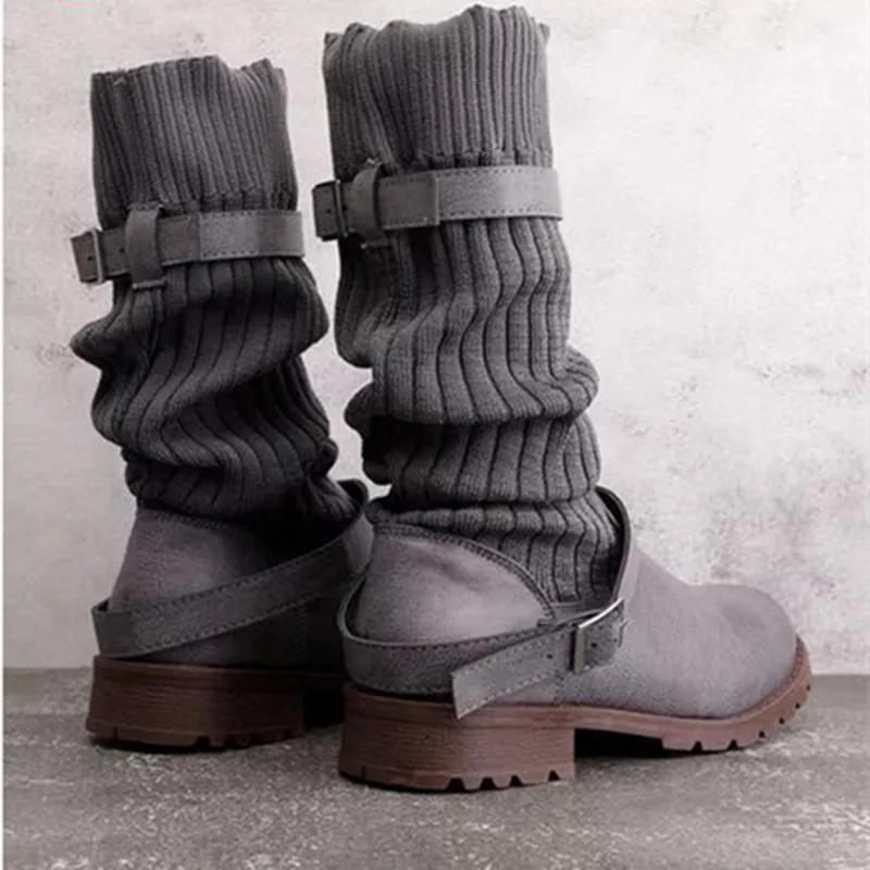 POLALI/новые женские зимние сапоги теплые замшевые зимние сапоги с пряжкой на ремешке повседневная обувь на платформе из толстого хлопка Женская обувь XWX7076