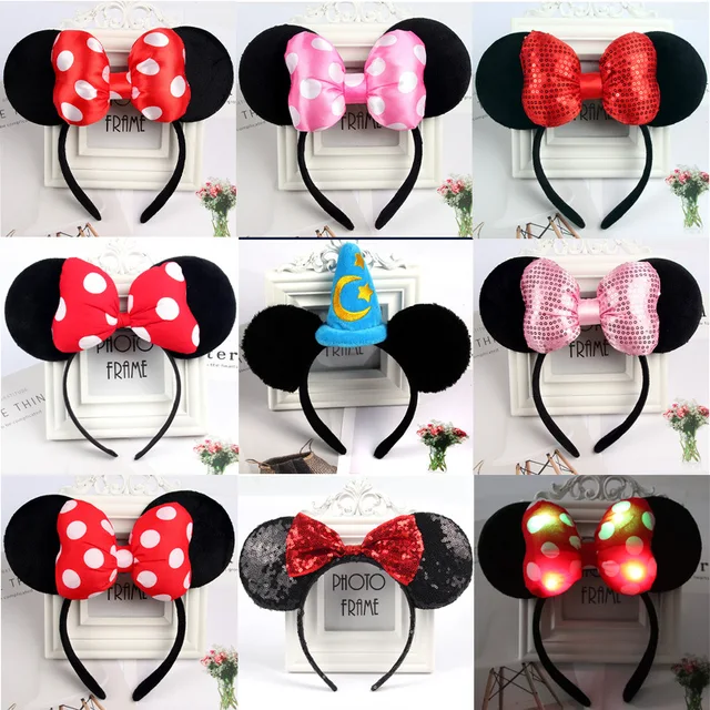 Disney cute performance party headband Minnie headband Mickey Mouse bow DY black ear headband Christmas hair accessories 1