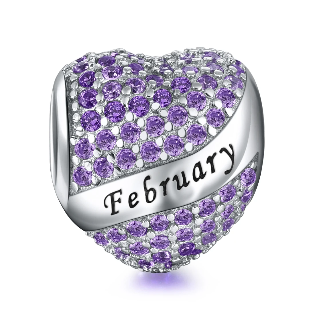 Feb charm DALARAN 925 серебро 12 стилей месяц Сердце Подвески Серебро 925 оригинальные ювелирные изделия подходят Diy браслет и ожерелье подарок на день рождения - Цвет: Feb charm
