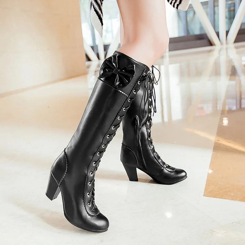 Leather Knee High Boots | Women Winter Boots | Square Heel Boots