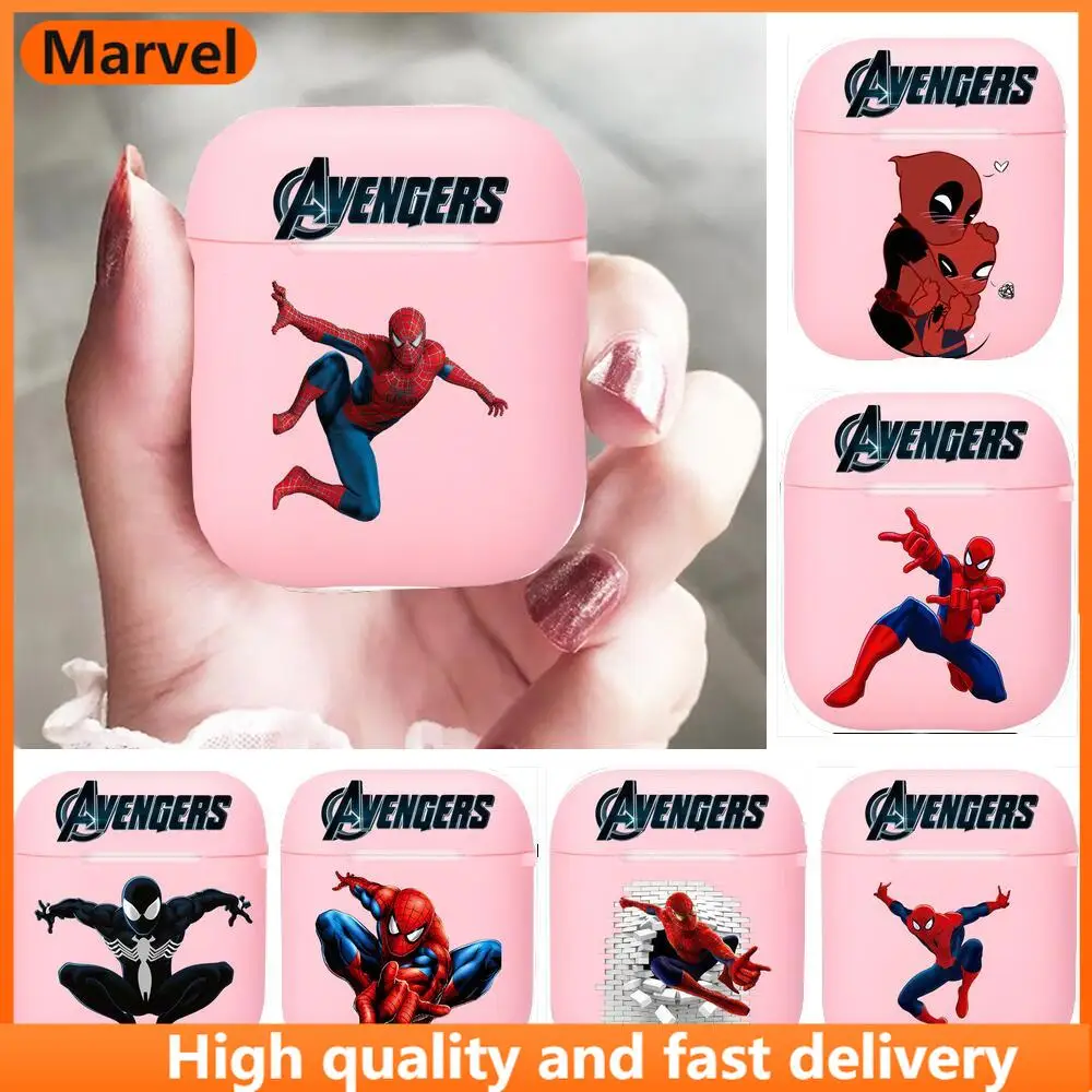 

Spider-Man Marvel Silicone Bluetooth Wireless Earphone Case for AirPods Protective Cover Skin Accessories Pods Charging Box Bag