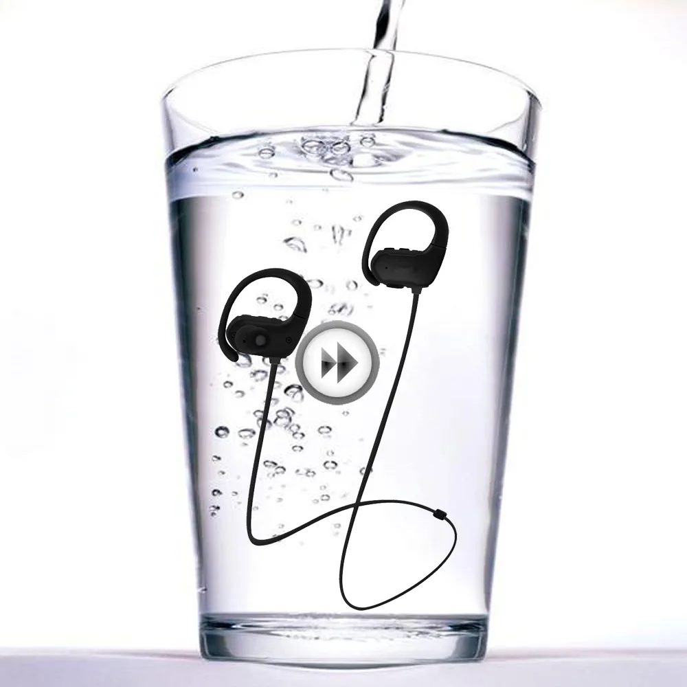 

True Waterproof Fitness Sports Running Wireless Bluetooth MP3 Music Player Headphone Headsets Earphones With 8G Memory Card