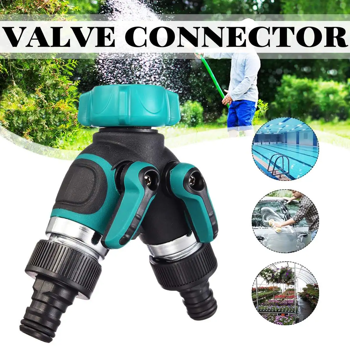 

Zinc Alloy Garden 2-Way Distributor Y Hose Splitters Connector Water Flow Regulable Practical Faucet Garden Water Connectors