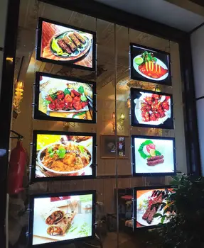 

8PCS A4 Double Side Magnetic Acrylic Frame LED Illuminated Menu Display Panel Cable Wire Hanging Systems Kits for Restraunt