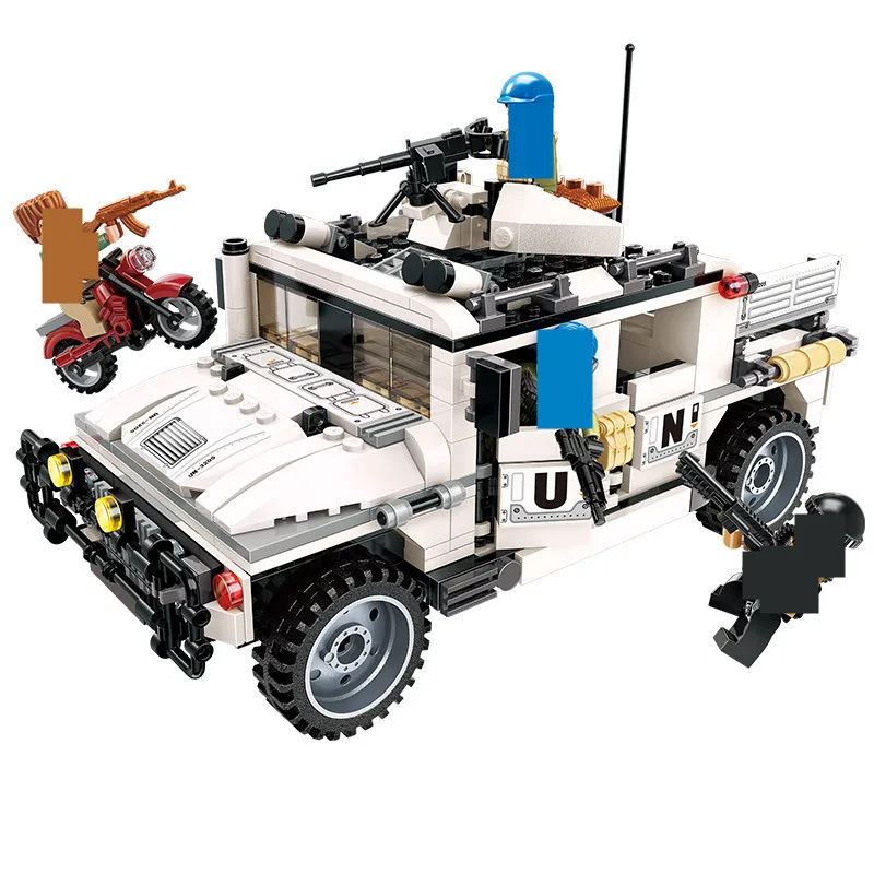 452 шт. Военная миссия по охране мира Тандер армейский Hummer Car Brinquedos Playmiobil