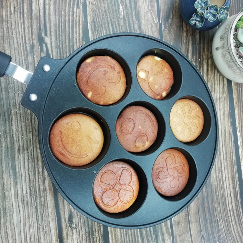 7 отверстий антипригарный алюминиевый для завтрака кухонный торт DIY мультфильм наслаждаться яйцом клецки омлет Профессиональный Домашний Сковорода для блинов выпечки