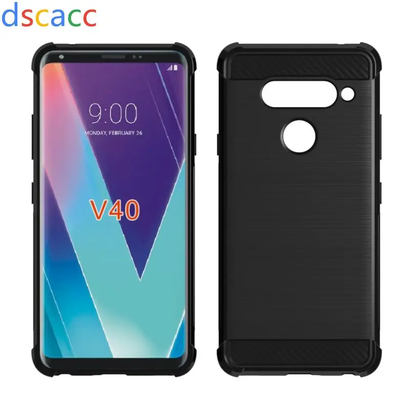 DSCACC Carbon Fiber Air Cushion TPU Case for LG G8S ThinQ K40 K50 Q60 X Power 2 3 K10 LV7 V40 Q Stylus Plus a Stylo 4 100pcs
