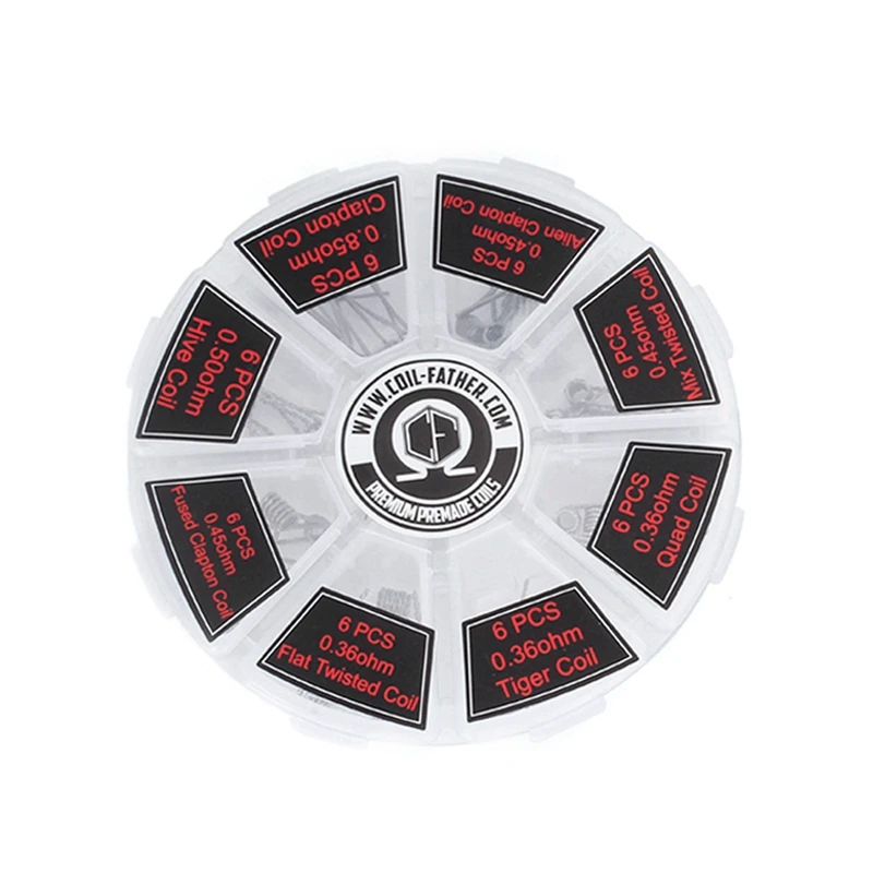 

Coil Father A1 8 in 1 Prebuilt Coil Box Hive Quad Tiger Fused Mix Twisted Alien Coil Brush T Screwdriver Vape Tool
