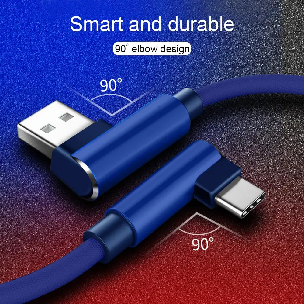 Кабель для быстрой зарядки для Micro USB type-C, кабель для iOS, для iPhone, Android, 90 градусов, локоть, кабель для мобильного телефона, type-C Chager Line