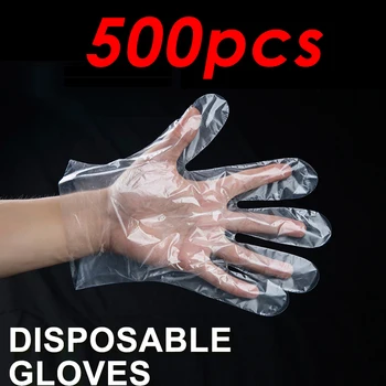 

Transparent Plastic Disposable Gloves One-off BBQ Cooking Gloves For Household Bathroom Sanitary Gloves for Cooking Cleaning