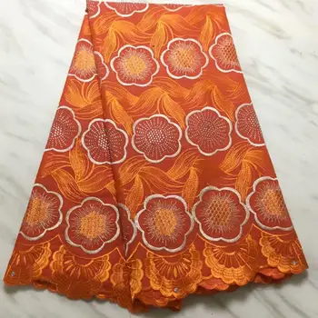

5yards/lot High-end fashionable Nigerian Laces Fabrics High Quality African Stones Laces Fabric Wedding French Tulle Lace Orange