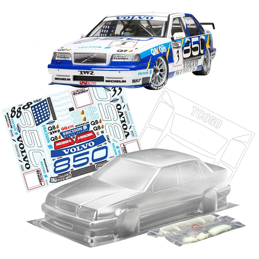 Team C VOLVO 850 BTCC прозрачный корпус с красочной наклейкой для масштаба 1/10 Rc Дрифт