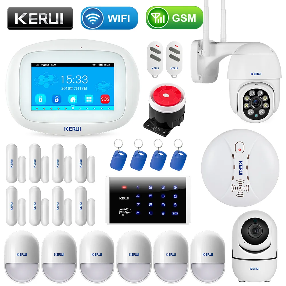 KERUI K52 WiFi GSM Wireless Touch Screen Home Security Alarm System DIY Kit Lot 