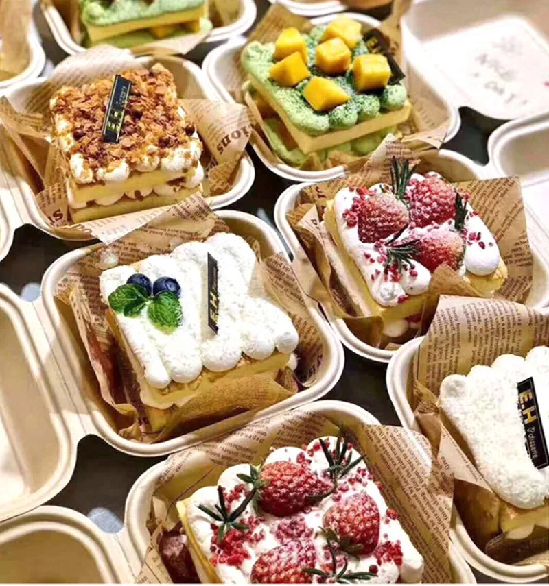 20pcs Creative net red lunch box party wedding birthday favor dessert paper box small cake disposable white packaging boxes