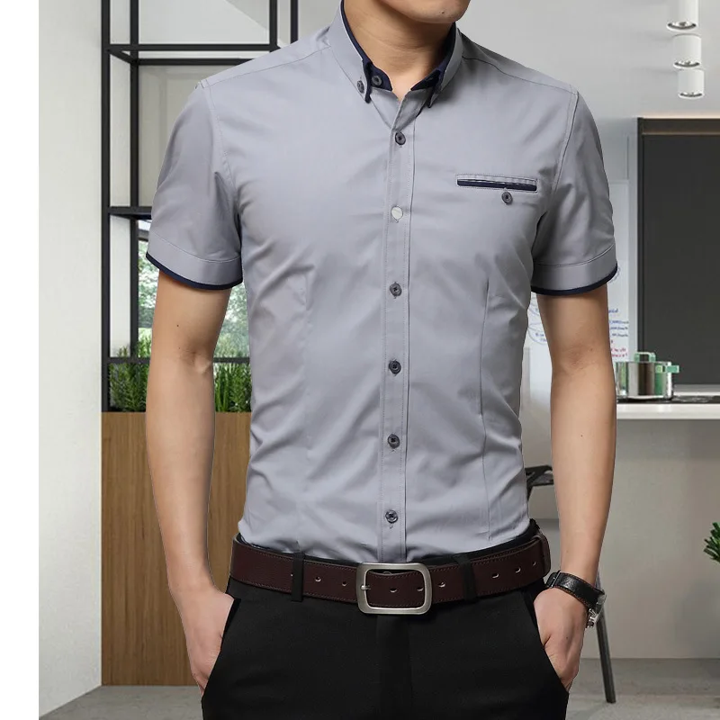 2022 New Arrival Brand Men's Summer Business Shirt Short Sleeves Turn-down Collar Tuxedo Shirt Shirt Men Shirts Big Size 5XL 2