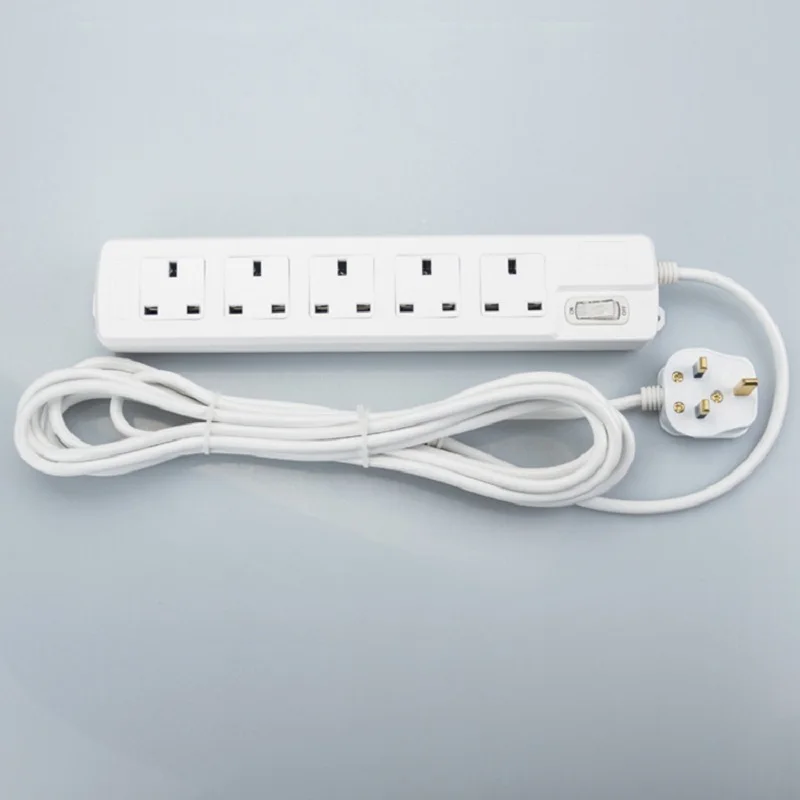 

UK Plug British Standard Power Strip Socket Extension Cord 1.8/3/5 Meters Power Cable 250V 10A Extension Socket Outlet white