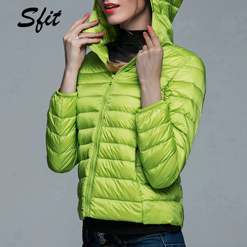 Sfit, Осень-зима, Женская Базовая куртка, пальто, женское, тонкое, с капюшоном, Брендовое, хлопковое пальто, повседневные куртки, базовый светильник, теплая верхняя одежда