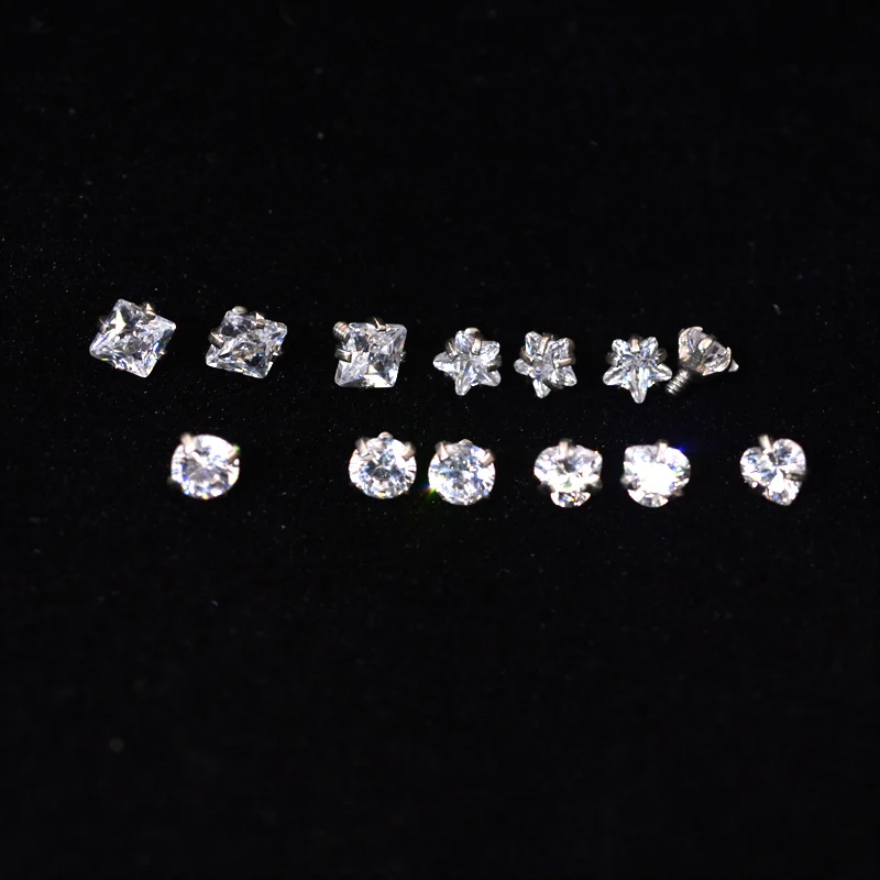 Piercing Jewelry 10Pcs 16G Zircon Top for Lip Stud Ear Piercing