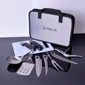 

Cutlery Set Kitchen Amazon Camping Cookware Spatula spoons fork cookware Stainless steel outdoor cookware combo set of 8 pieces