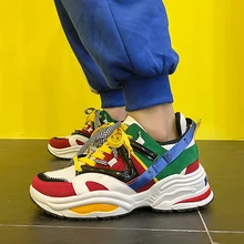 Модная Повседневная Вулканизированная обувь с буквенным принтом; Мужская прогулочная обувь из сетчатого материала; дышащие кроссовки для папы; Мужская Уличная обувь на платформе