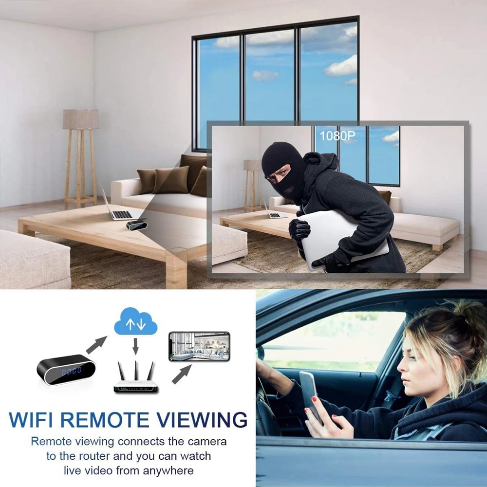 Беспроводная мини камера Hisilicon 1080P Wi Fi чип часы няни будильник с ночным видением и