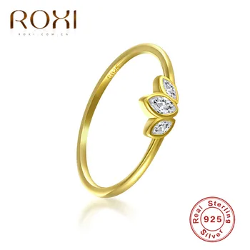 

ROXI 925 Sterling Silver Three Stone Clear CZ Simple Finger Rings for Women Gift Engagement Ring Wedding Bands Statement Jewelry