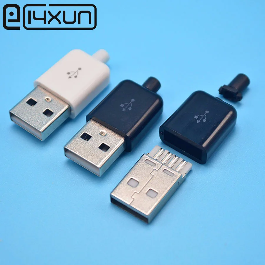 

EClyxun 10PCS Diy USB Male Connector 2.0 Plug 4 Pin Type A Components White Black Plastic Cover