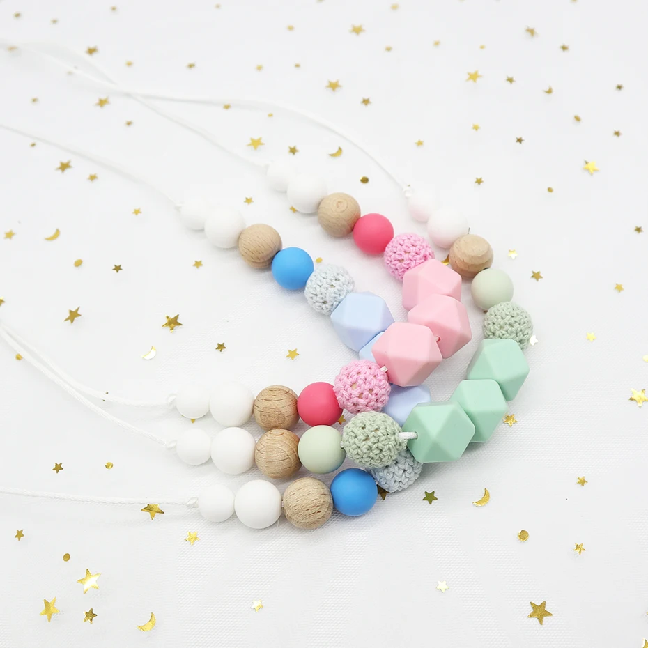 

BPA Free Baby Pacifier Clips Chain Food Grade Silicone Beads DIY Dummy Clip Holder Soother Chains Baby Teething Toys