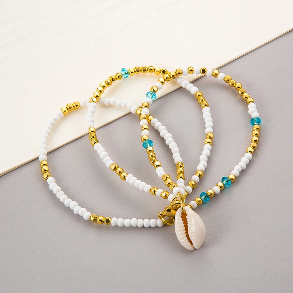 Boho Shell красочный браслет на ногу из бисера для женщин многослойный лодыжки браслет ноги браслет ручной работы богемные ювелирные изделия босиком цепи
