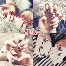 Женщины 24 шт поддельные ногти художественные советы готовой продукции ногти патч коллекция маленькие круглые ногти с обратной адгезией