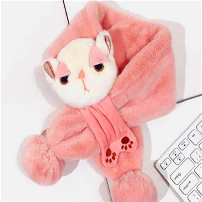 T251-Pale pink Детский шарф с героями мультфильмов для девочек, серия han для мальчиков, милый теплый воротник шарфа, плюшевый детский зимний шарф для девочек, T251 - Цвет: T251-Pale pink
