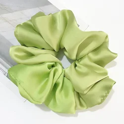 Luxurious Oversized Satin Scrunchies - Elegant Hair Accessories Collection (Avocado Green)