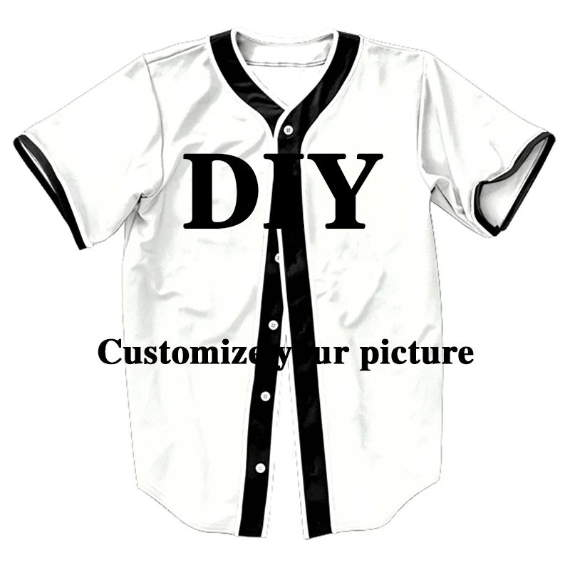 

NADANBAO Customize 3D Printing T-shirts Diy Fashion Button Cardigan For Women/Men DIY Shorts Sleeves Baseball Uniform Custom