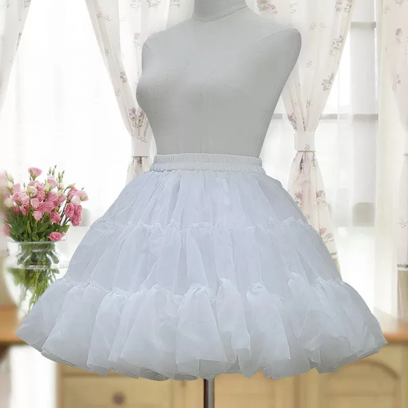 Women cotton organze hoopless crinoline underskirt puffy tulle costume accessory girls fluffy skirt bouffant lolita petticoat