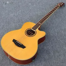 4 струны акустическая электрическая бас гитара 43 дюймов натуральный коричневый цвет cutway дизайн 24 Лады с эквалайзером бас гитара ra