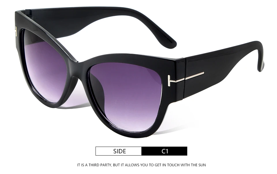 Новые модные брендовые дизайнерские солнцезащитные очки Tom Cat Eye, Женские винтажные солнцезащитные очки с большой оправой UV400