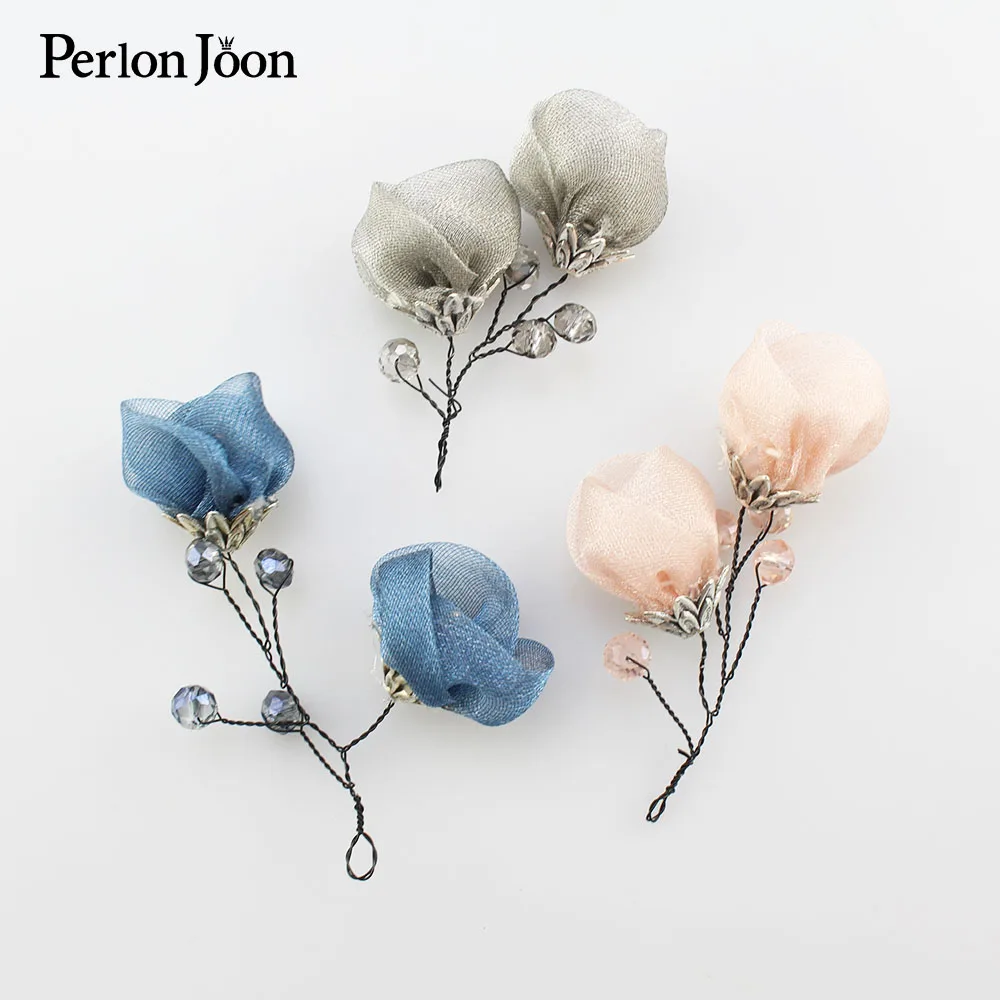 50PCS Handmade pearl crystal cloth flower DIY Hair accessories brooch clothing decoration SJ004 | Дом и сад