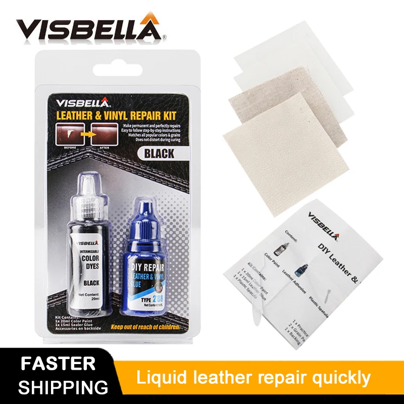 Visbella Liquid Leather Vinyl Repair Kit Restorer Auto Car Seat Sofa Holes Scratch Cracks Rips Cleaner Black Skin Hand Tool Visbella Liquid Leather Vinyl Repair Kit Restorer Auto Car Seat Sofa Holes Scratch Cracks Rips Cleaner Black Skin Hand Tool