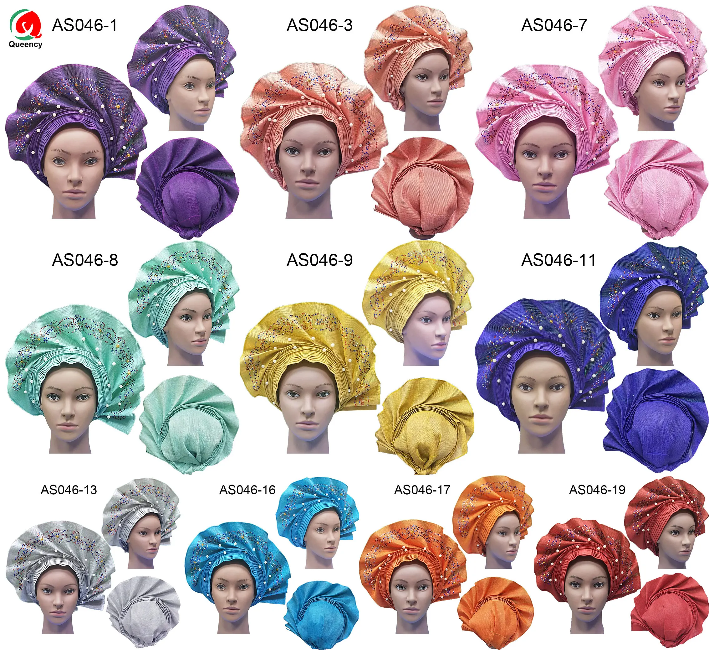 AS046 африканская повязка для женщины в нигерийском стиле уже сделал Авто геле тюрбан Aso Ebi большой край красивый свадебный головной убор