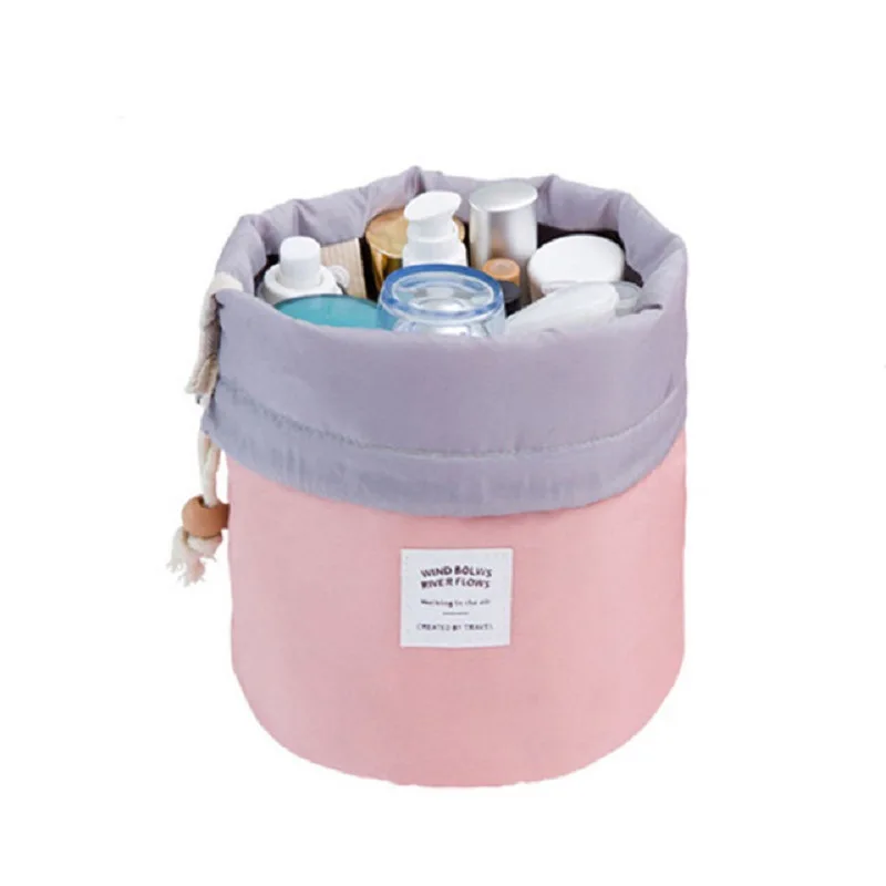 

Travel Large Capacity Storage Cosmetic Bag Flower Color Cylinder Wash Bag Cosmetic Bag Multi-Function Drawstring Cosmetic Bag