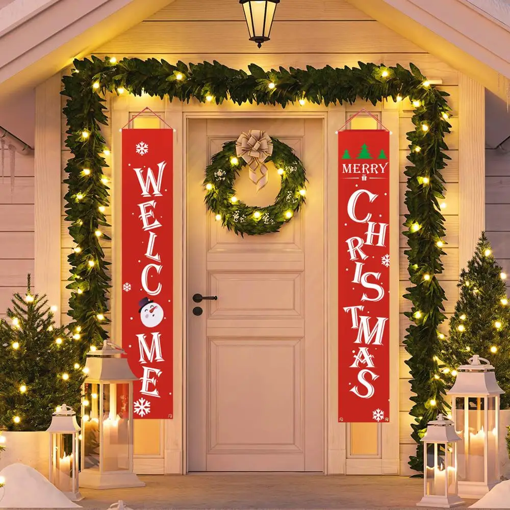 

Huiran Merry Christmas Porch Sign Decorative Door Banner Christmas Decorations for Home 2019 Navidad 2020 Happy New Year Natal