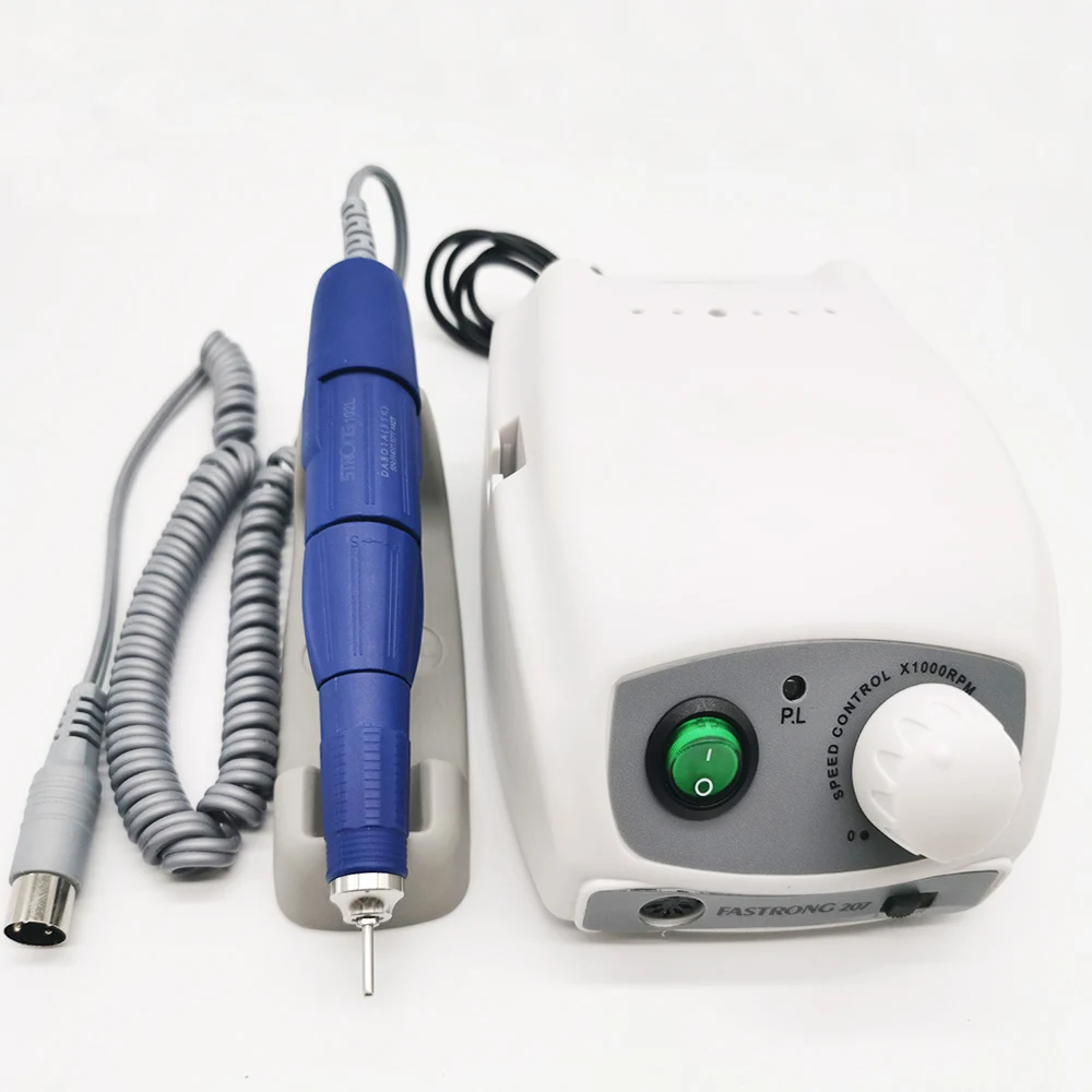 65W Strong 207B control box 35000RPM Strong 102L blue Micromotor Handpiece Electric Nail Drill Manicure Machine Nail Art Tools