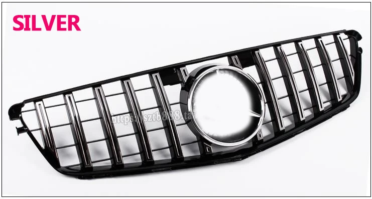 Подходит для mercedes C class W204 C63 amg GT GTR решетка C180 C200 C250 C300 2008- с эмблемой - Цвет: silver