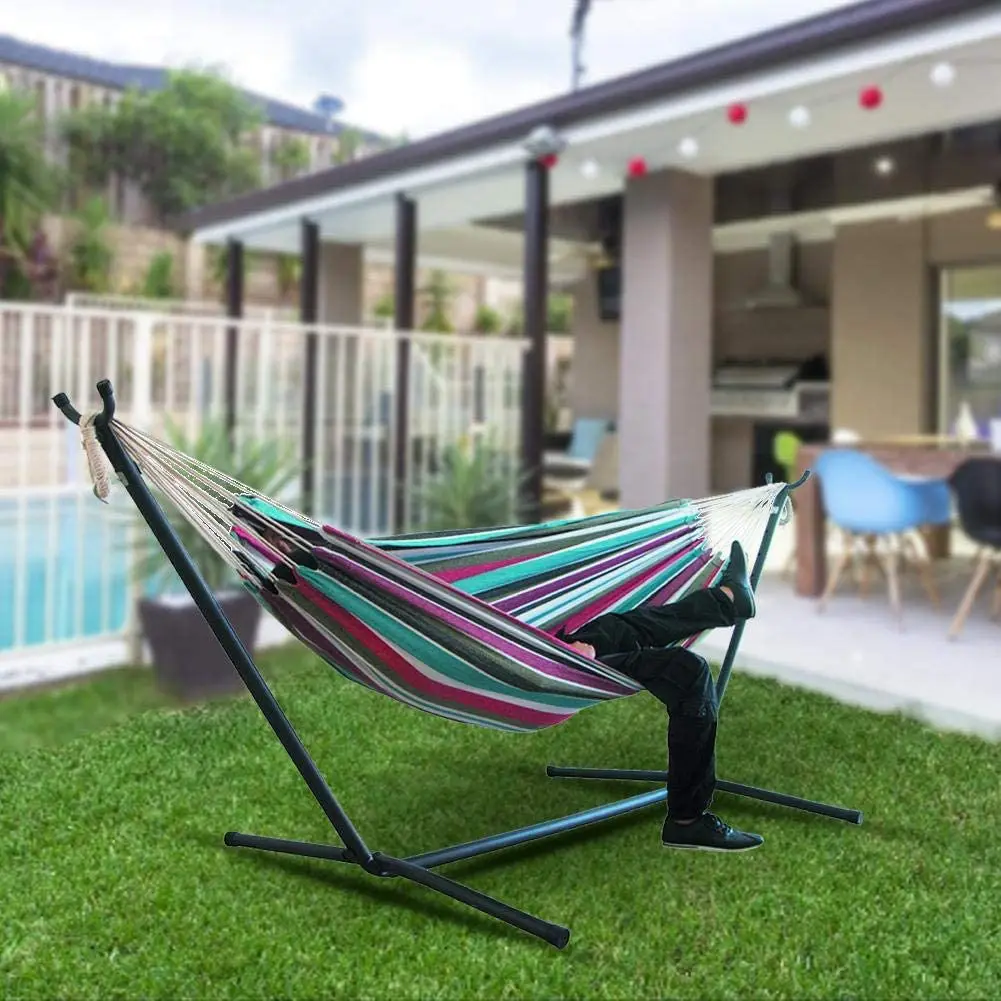 200x150cm Home Indoor Large Without Stand For Bedroom Thicken Widened Foldable Portable Garden Stripe Canvas Hammock Sleeping hammock straps
