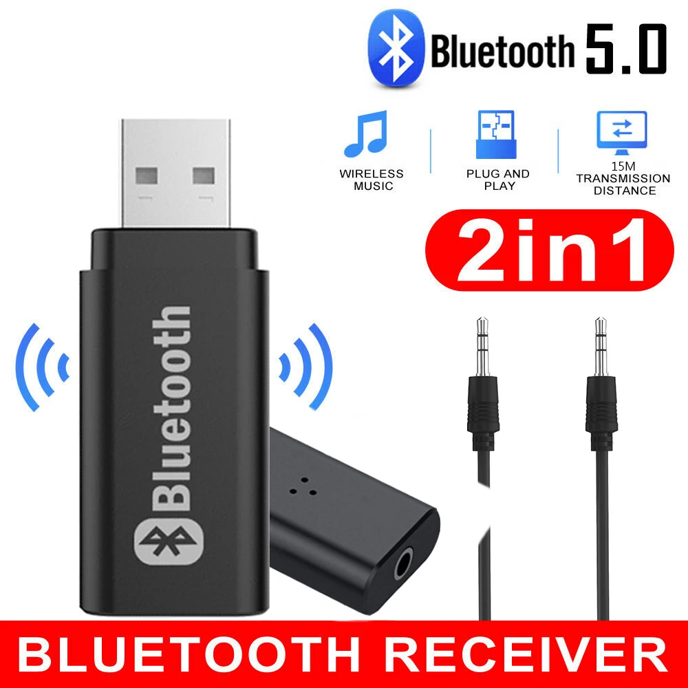 1 шт. Bluetooth 5,0 адаптер 2-в-1 передатчик приемник беспроводной ключ USB стерео AUX 3,5 мм Джек аудио для ПК ТВ автомобиля Динамик