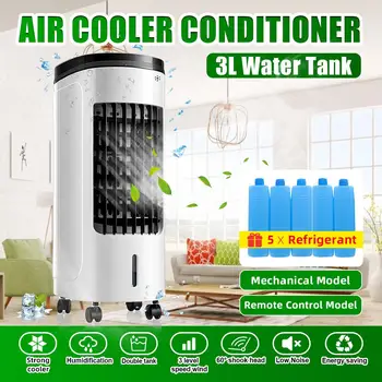 

60W 220V 2 Tank Home Water Mobile Portable Air Conditioner Conditioning Fan Humidifier Cooler Cooling Timer With 5 Refrigerant